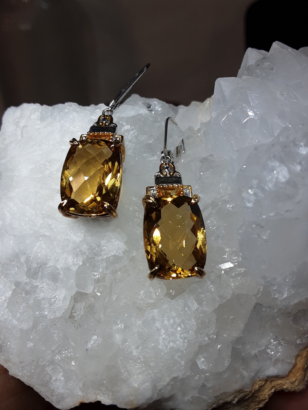 925 Genuine Citrine Drop Earrings.
